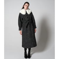 feminine fur collar long coat（2color）