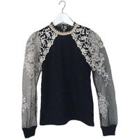 arm see-through lace tops