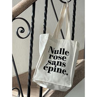 Nulle rose sans épine embroidery tote bag  ivory×black