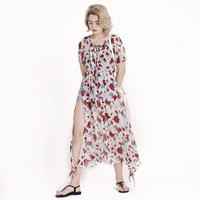 slit rose dot see-through one-piece white