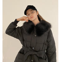 fur collar quilting down coat black