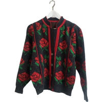 rose design knit cardigan