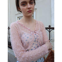 mohair low gauge ribbon cardigan baby pink