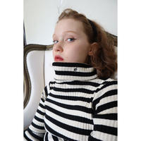 é embroidery rib knit high neck border