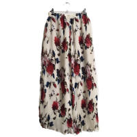 flower pleats pants white