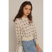 all handmade pom pom flower cardigan royal blue