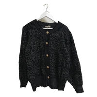monotone  flower design knit cardigan