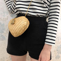 rib knit short pants black