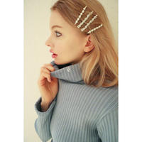 é embroidery rib knit high neck ice blue