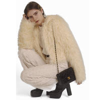 hood 2way volume fur coat white