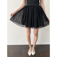tulle mini skirt gray×leopard