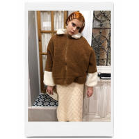 bi-color boa coat brown