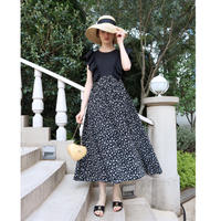frill back ribbon onepiece flower black
