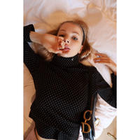 é embroidery rib cotton high neck dot
