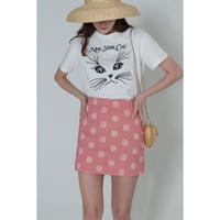 gingham flower mini skirt red