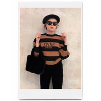 ÉPINE border arm volume knit black×brown