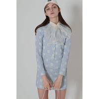 gingham flower clear button cardigan ice blue