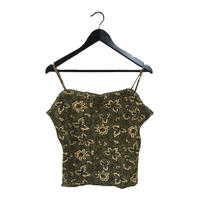 flower design thermal camisole khaki