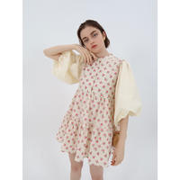 arm balloon flower tunic onepiece pink
