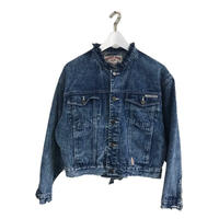 neck cut off denim jacket