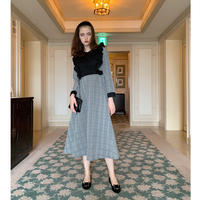 frill back ribbon check onepiece
