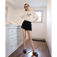 high-waist mohair short pants black