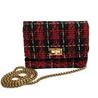 tweed chain bag red