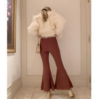 rib knit bell  pants rose brown