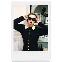 bi-color gold botton knit cardigan black