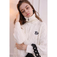 Eé half zip cable knit tops white