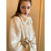 parisienne ribbon 2way fur coat ivory
