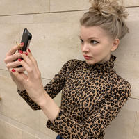 leopard high neck tops