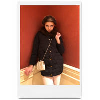 fur quilting down coat black