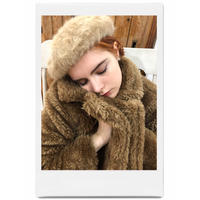 mohair fur béret beige