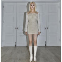 gather ribbon onepiece beige