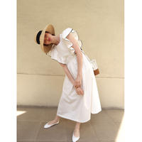 frill back ribbon onepiece piping white