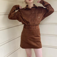corduroy belt mini skirt brown