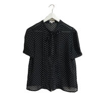 dot ribbon blouse black