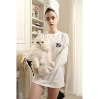 Eé embroidery big long tee white