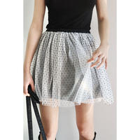 tulle mini skirt black×white dot