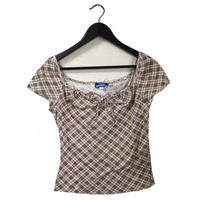 Burberry check design ribbon tops