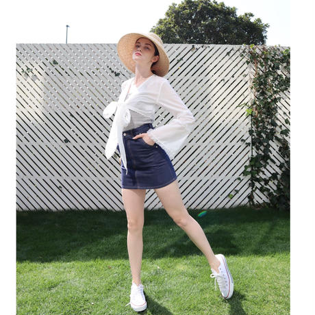 Bell sleeve lace 2way bolero cotton white
