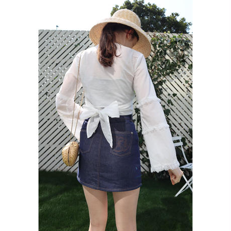 Bell sleeve lace 2way bolero cotton white