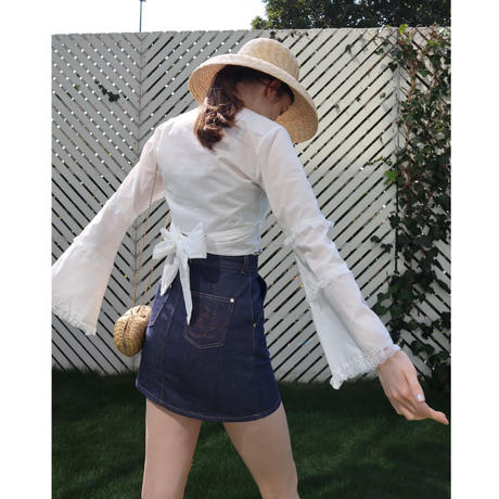 Bell sleeve lace 2way bolero cotton white