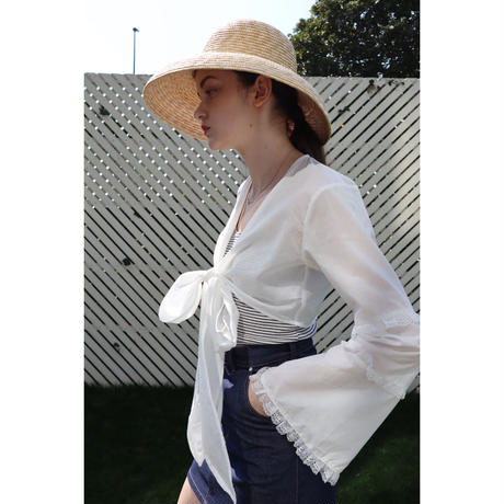 Bell sleeve lace 2way bolero cotton white
