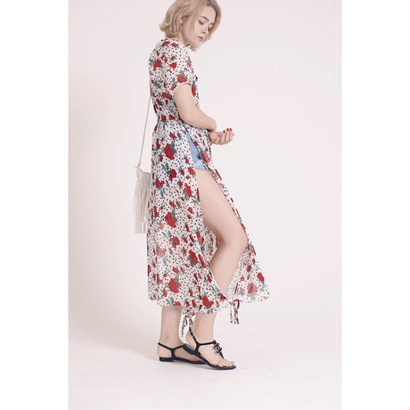 slit rose dot see-through one-piece white