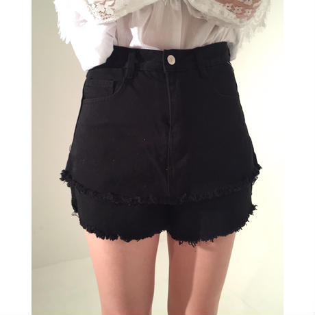 double fringe short pants