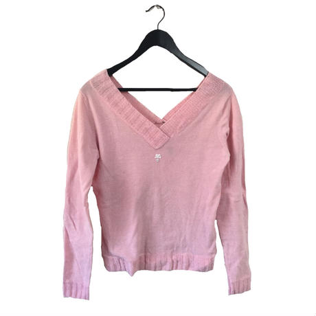 courrége v neck pile tops