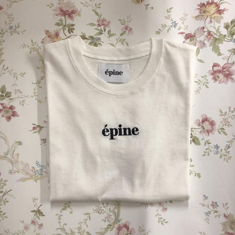 epine embroidery tee white×black