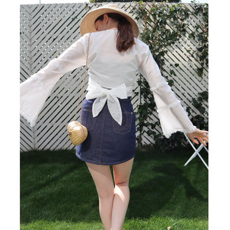 Bell sleeve lace 2way bolero cotton white